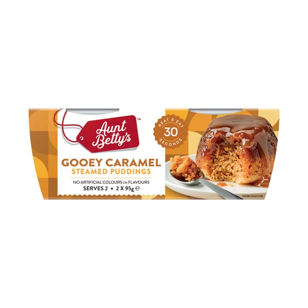 Aunt Betty's Gooey Caramel Steamy Puds 2 Pack | 190g