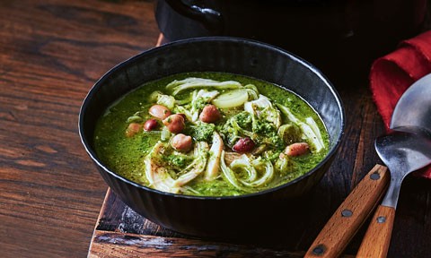 Pesto chicken soup