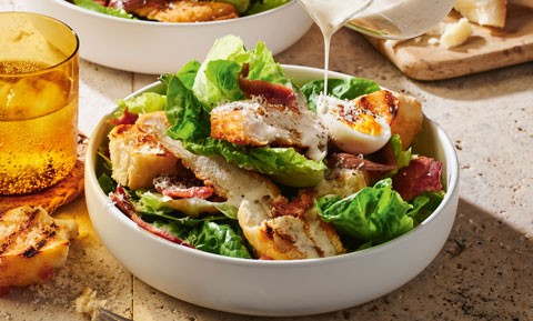 Chicken schnitzel Caesar salad
