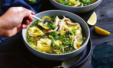 Herby lemon, tortellini and chicken soup