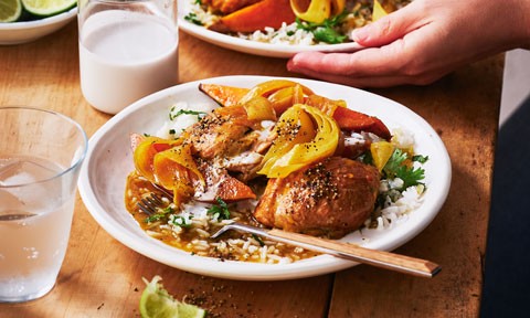 Mango and chilli chicken with herb rice