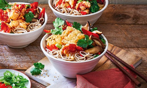 Healthy lobster and soba noodles