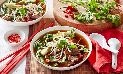Asian-style broth with beef