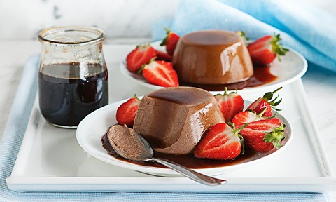 Chocolate panna cotta with espresso syrup