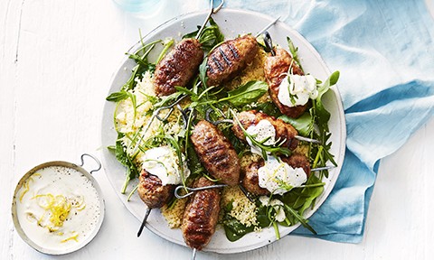 Curtis Stone's Moroccan lamb skewers with couscous