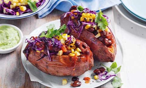 Mexican-style baked sweet potatoes