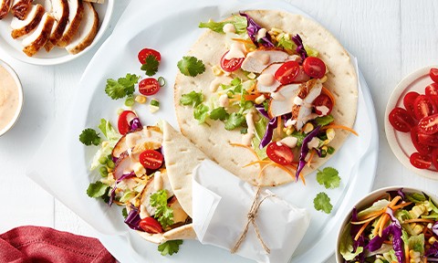 Mexican-style chicken wraps with corn salsa
