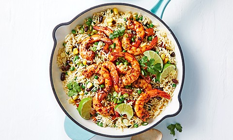 Mexican-style prawns and rice