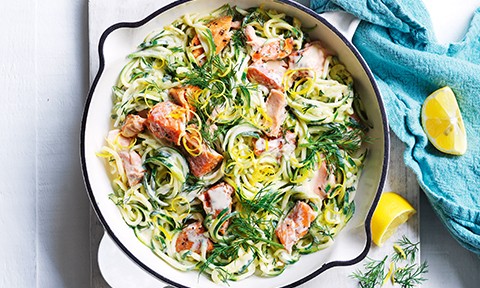 One-pan creamy salmon with zoodles