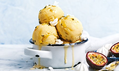 Passionfruit ripple ice-cream