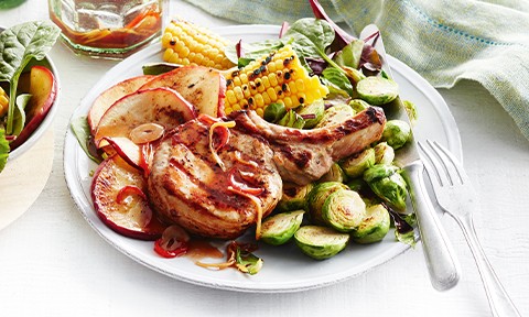 Pork cutlets with apple and plum sauce