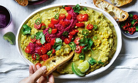 Slow cooker dhal with beetroot hommus