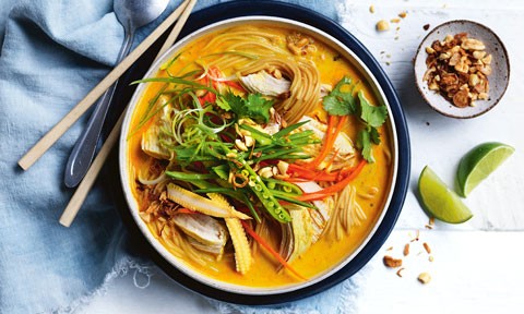 Thai chicken and ramen noodle soup