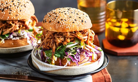 Chipotle pulled pork and slaw burgers