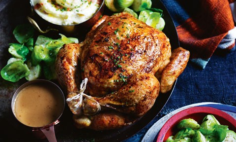 Curtis Stone’s Roast chicken with loaded mashed potatoes and gravy
