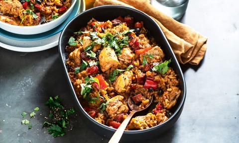 Slow cooker chicken and chorizo rice