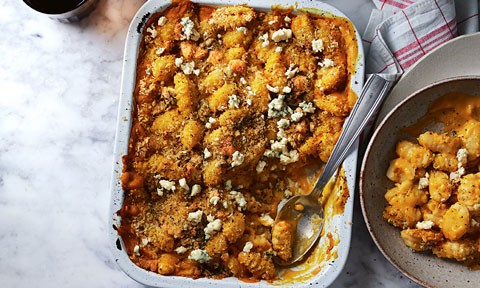 Baked gnocchi with pumpkin and blue cheese