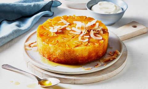 Upside-down pineapple and coconut cake
