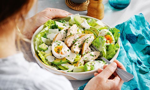 Healthy chicken caesar salad