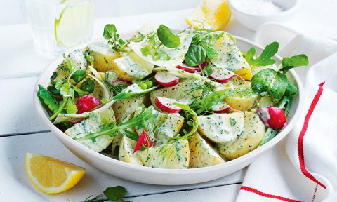 Potato salad with green goddess dressing and fennel fronds