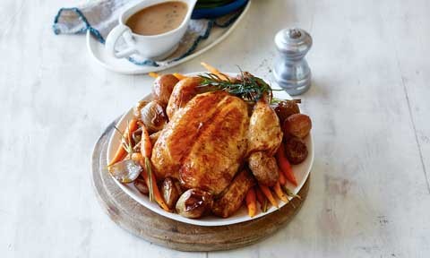 French-Style roast chicken with gravy