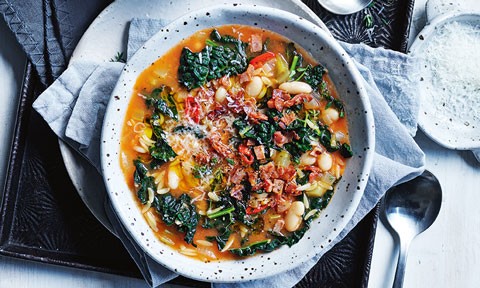 Curtis Stone's Pasta soup with beans and greens