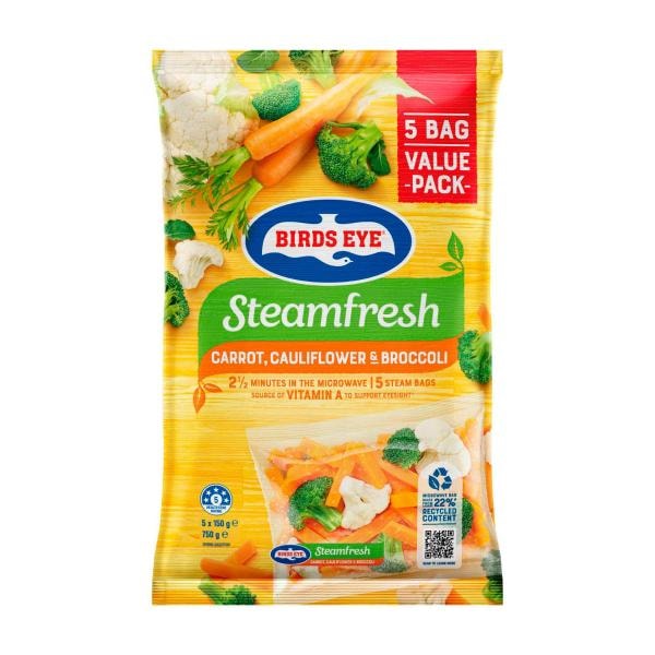 Birds Eye Birds Eye Steam Fresh Carrot Cauliflower & Broccoli Mix 5 Pack | 750g