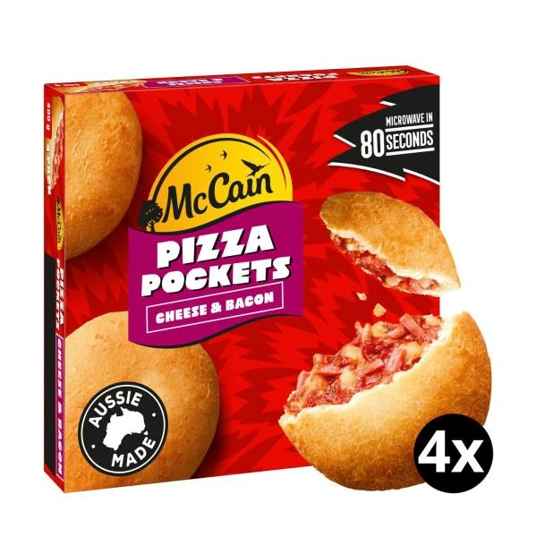 McCain McCain Frozen Cheese & Bacon Pizza Pockets | 400g