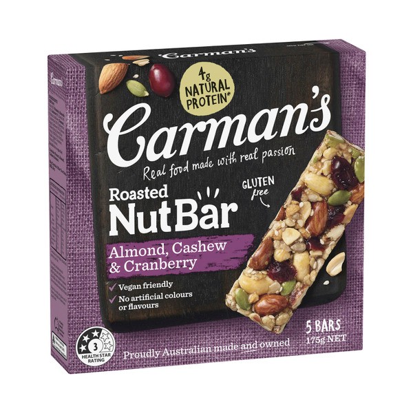 Carman's Almond Cashew & Cranberry Nut Bars | 175g