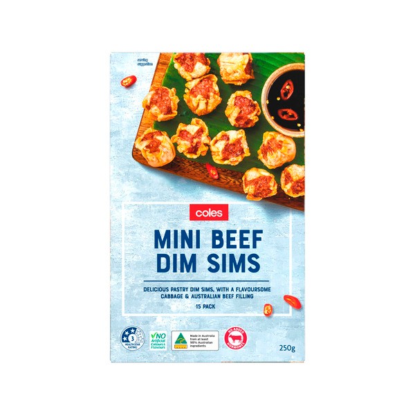 Coles Frozen Mini Beef Dim Sims 15 Pack | 250g