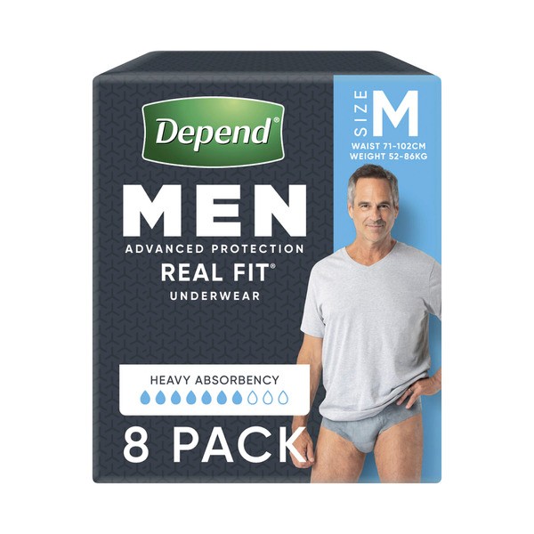 Depend Real Fit Incontinence Underwear Men Medium | 8 pack