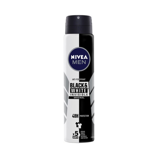 Nivea Men Invisible Black And White Power Aerosol Antiperspirant Deodorant | 250mL