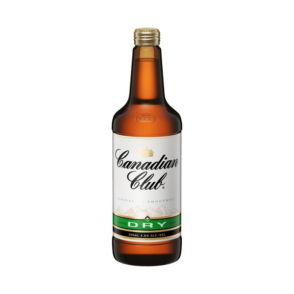 Canadian Club & Dry Bottle 500mL | 12 Pack