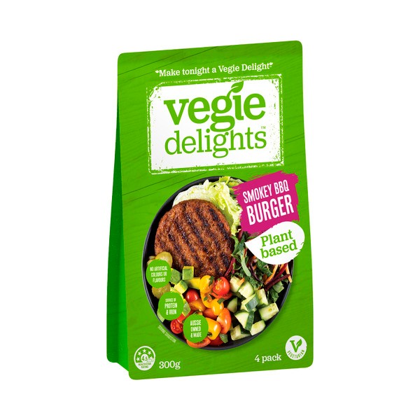 Vegie Delights Plant Based Smokey BBQ Burger 4 Pack | 300g