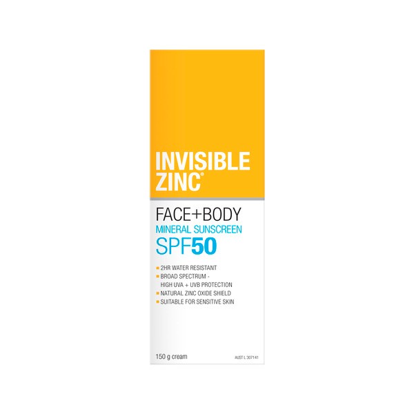 Invisible Zinc Face & Body SPF 50 Sunscreen | 150g