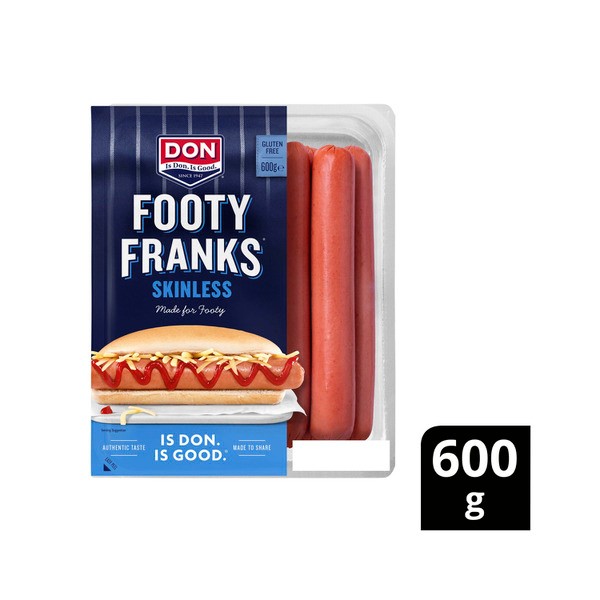 Don Gluten Free Footy Franks Skinless | 600g