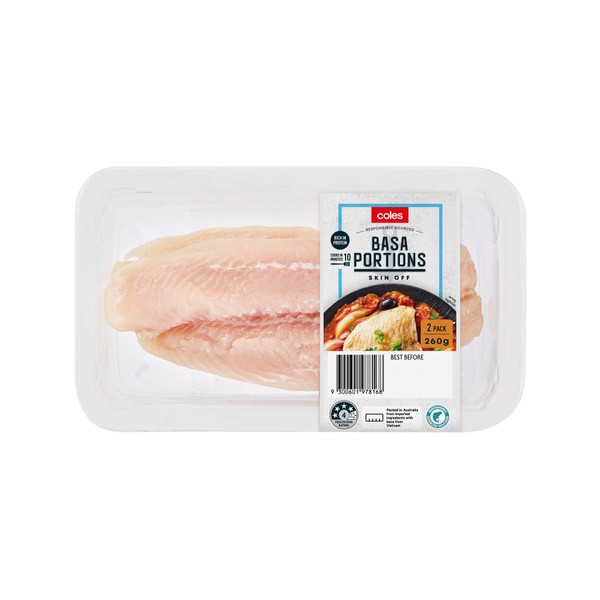 Coles Basa Portions Skin Off 2 Pack | 260g