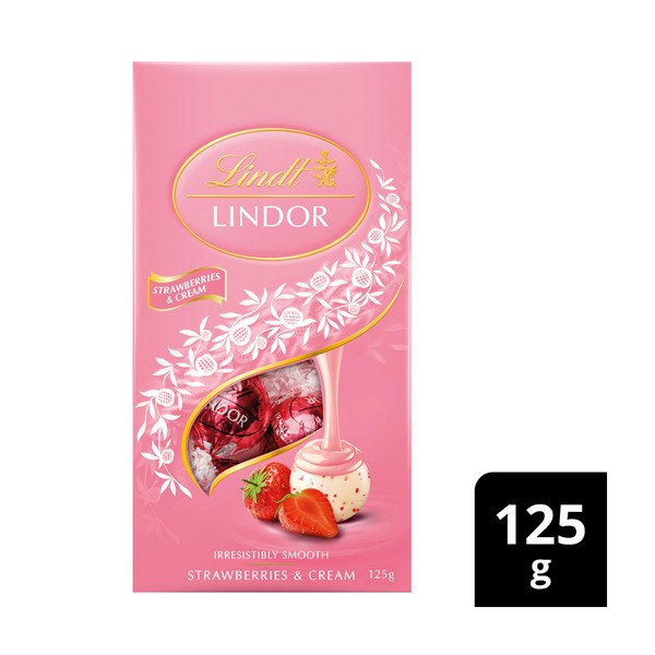 Lindt Lindor Strawberries & Cream White Chocolate Bag | 125g