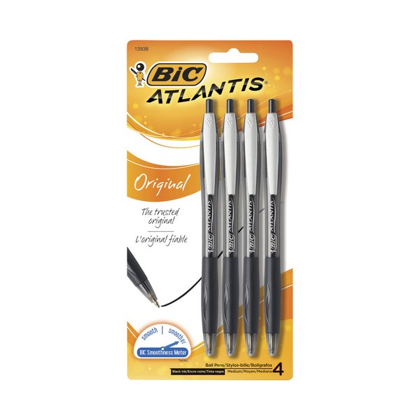 Bic Atlantis Pens Black | 4 pack