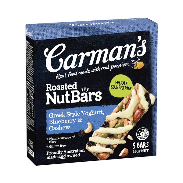 Carman's Greek Style Yoghurt & Blueberry Nut Bars 5 pack | 160g