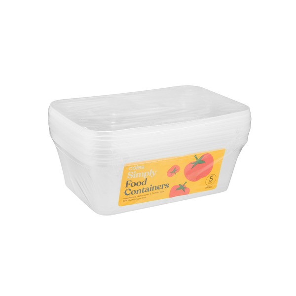 Coles Simply Food Containers 750mL | 5 pack