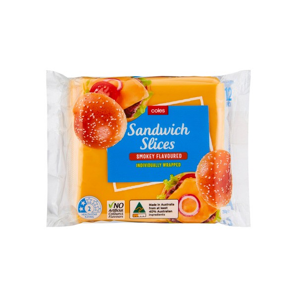 Coles Australian Smokey Individually Wrapped Slices 12 Pack | 250g