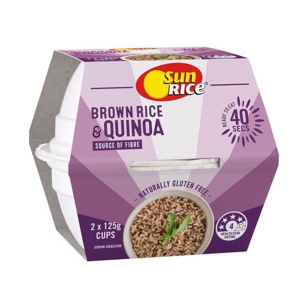 Sunrice Gluten Free Rice & Quinoa Microwave Cups 2 Pack | 250g