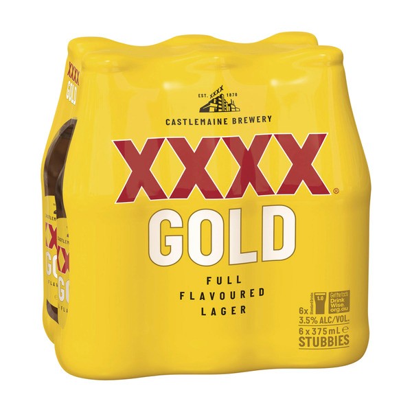 XXXX Gold Bottle 375mL | 6 Pack