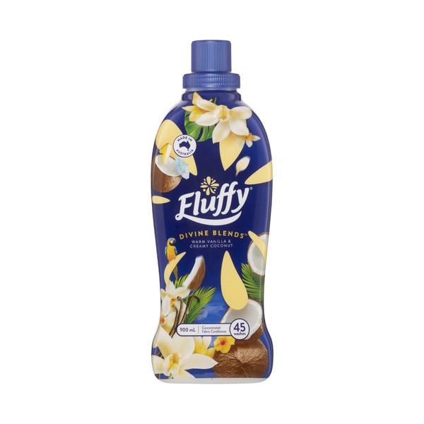 Fluffy Concentrate Liquid Fabric Softener Conditioner Divine Blends Warm Vanilla & Creamy Coconut | 900mL