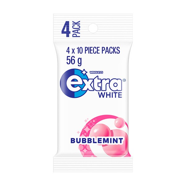 Extra White Bubblemint Sugar Free Chewing Gum 4x14g | 56g