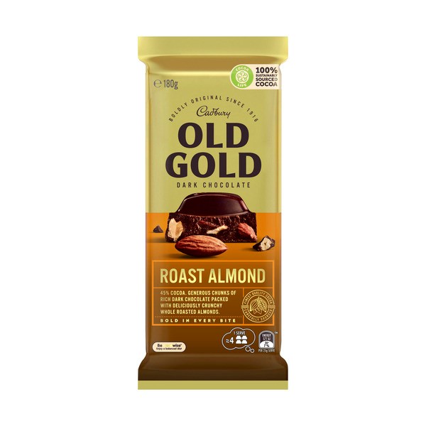 Cadbury Old Gold Roast Almond Dark Chocolate Block | 180g