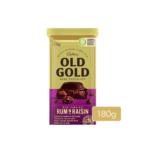 Cadbury Old Gold Jamaica Rum N Raisin Dark Chocolate Block | 180g