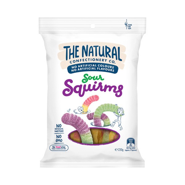 The Natural Confectionery Co. Sour Squirms Lollies | 220g