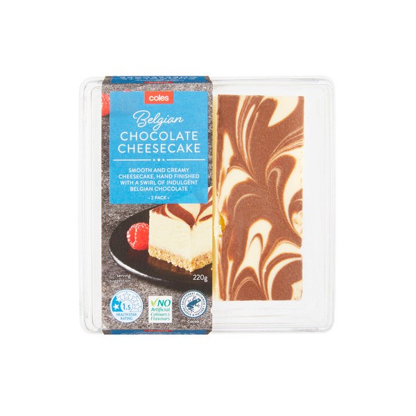 Coles Belgian Cheesecake Slice 2 pack | 220g